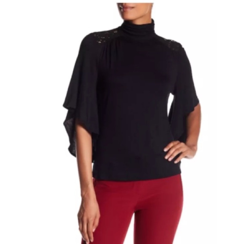 Adrianna Papell Mock Neck ButterflySleeve Knit Top